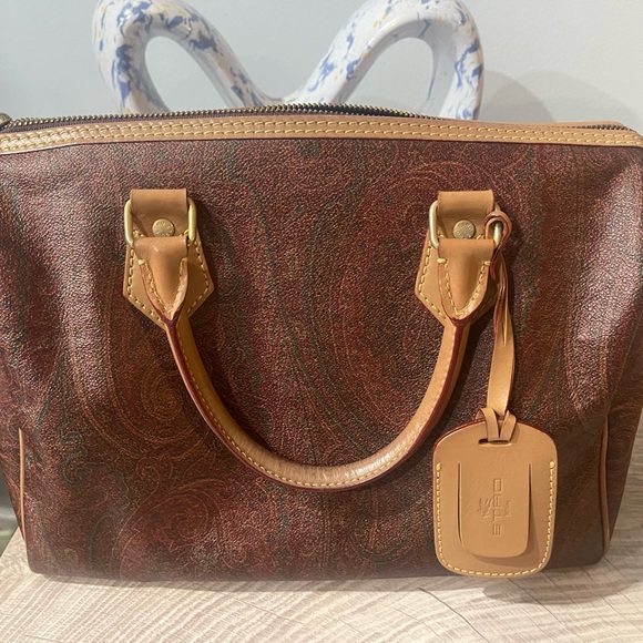 Etro Milano with lockpad Elegant Brown Leather Handbag - Picture 6 of 9